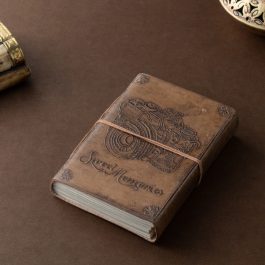 Handcrafted Small Leather Diary – Vintage Design with Stone